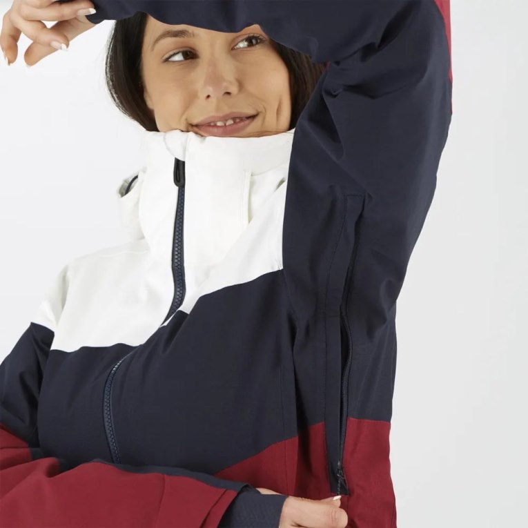 Jaquetas De Esqui Salomon Slalom Insulated Hoodie Feminino Branco Pretas Vermelhas | PT J98506